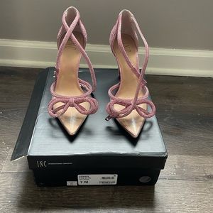 Pink clear pointed toe high heels